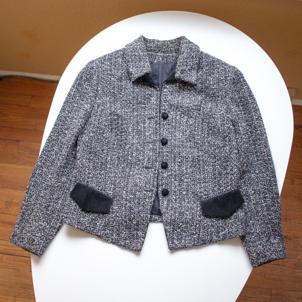Vintage Matching Multi-Skirt Suit Set Gray and Black Size Medium